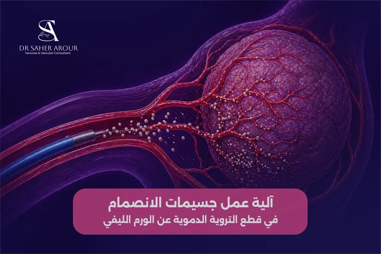 ألية عمل جسيمات الانصمام قطع الذروة الدموية عن الورم الليفي