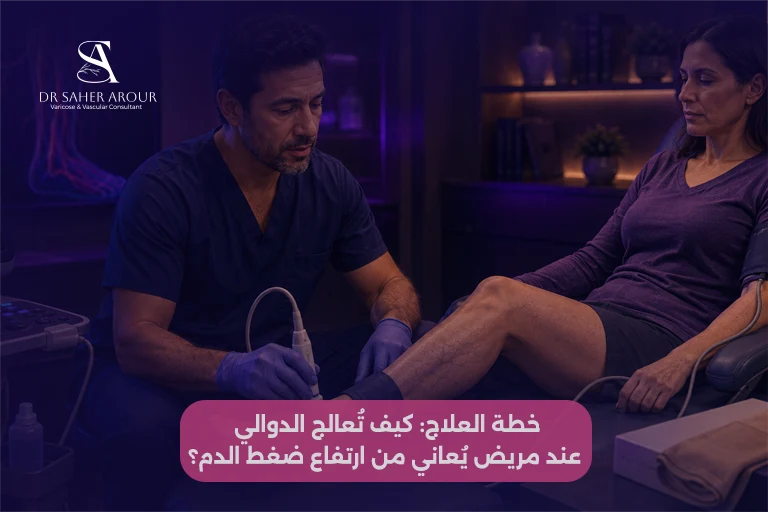 خطة العلاج كيف تُعالج الدوالي عند مريض يُعاني من ارتفاع ضغط الدم