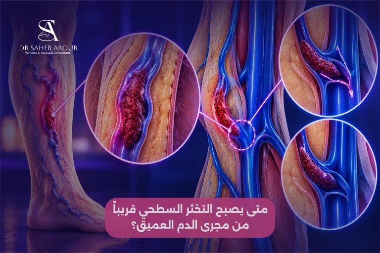مستويات خطر الإصابة بالانصمام الرئوي عند مرضى الدوالي